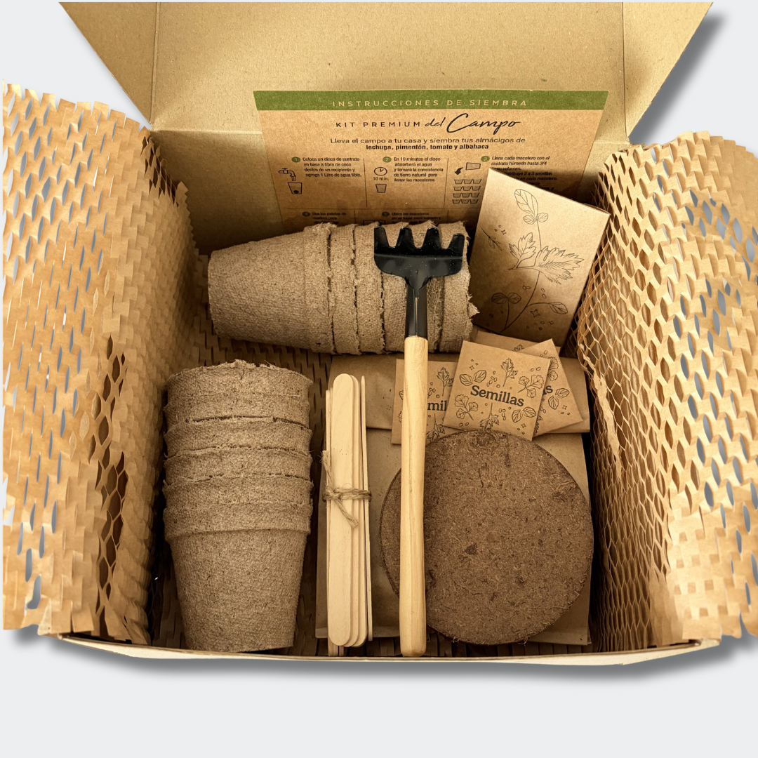contenido del kit de siembra huerto urbano