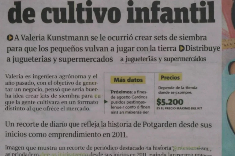 Recorte de prensa que muestra el origen de Potgarden como emprendimiento de jardinería en 2011