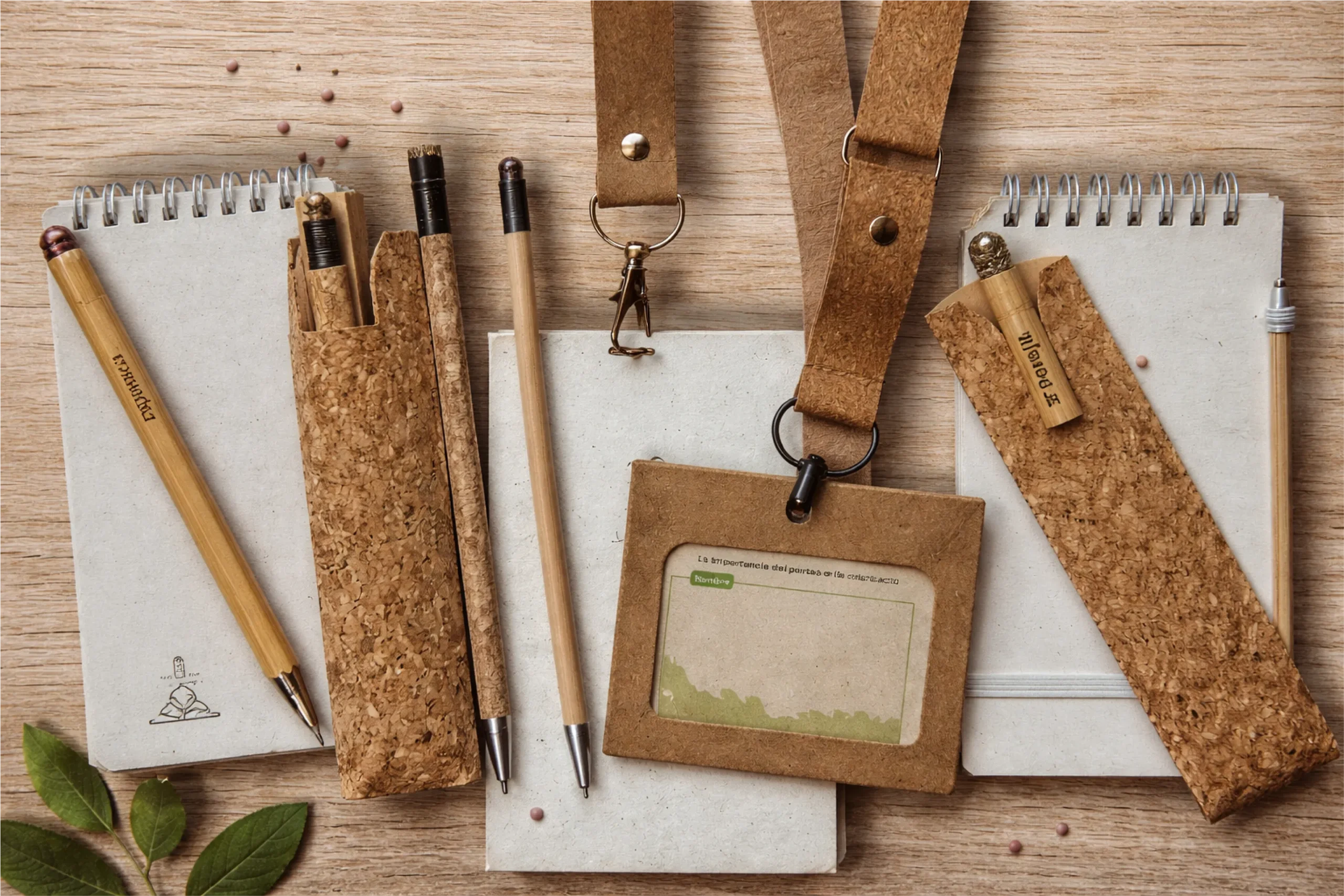 Regalos corporativos ecológicos fabricados con corcho, papel reciclado y materiales sustentables